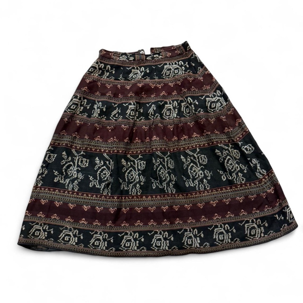 Vintage Boho Tapestry Midi Skirt | Size M | Ethnic / Ikat Pattern